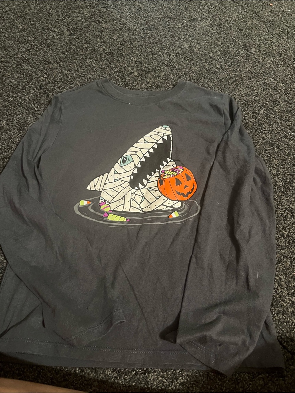 Cat & Jack Black Long-Sleeve Halloween Shark Tee